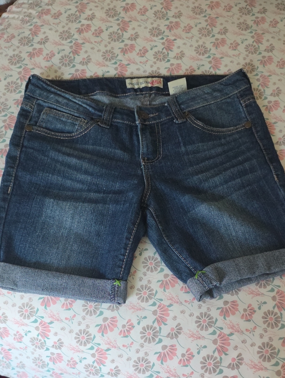 Paris Blues Dark Blue Rolled-Cuff Denim Shorts